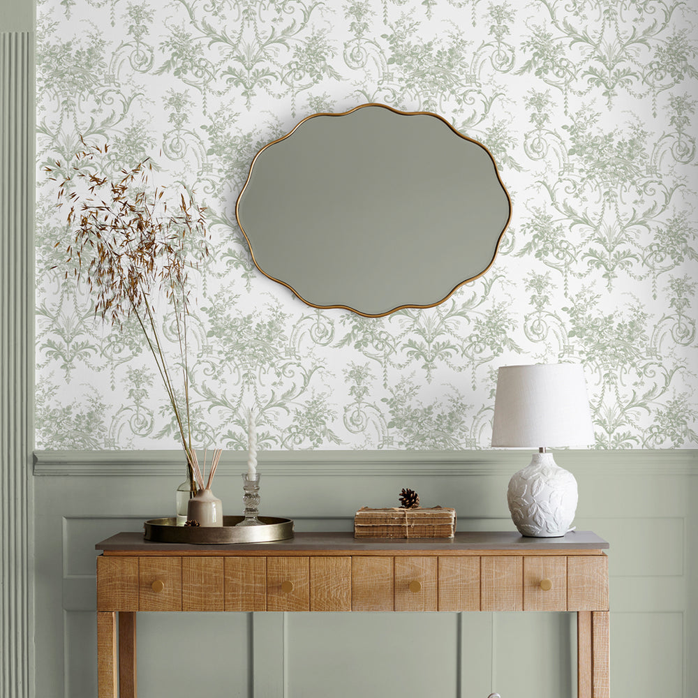 Laura Ashley TUILIERIES SAGE GREEN Wallpaper