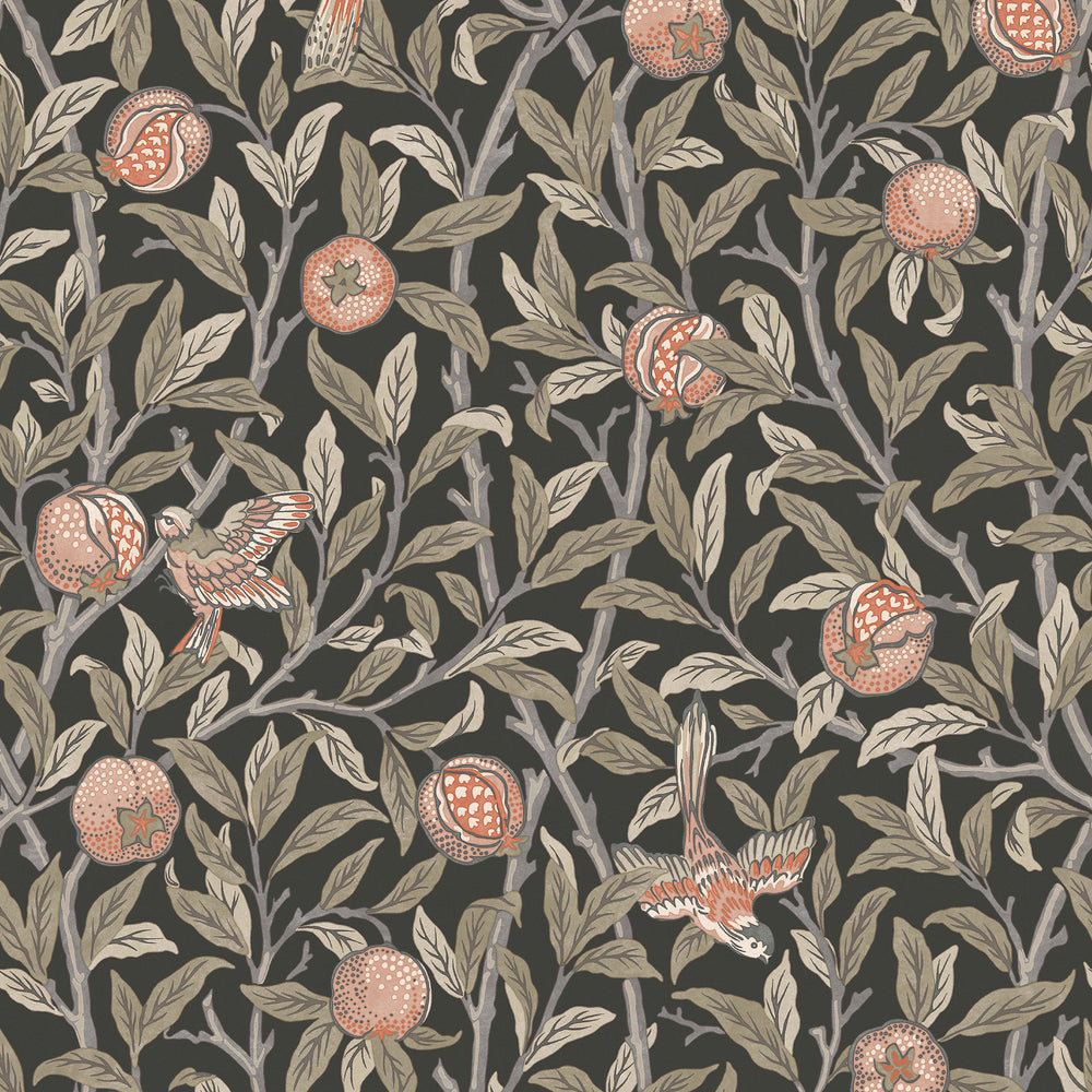 William Morris Bird & Pomegranate Charcoal Wallpaper