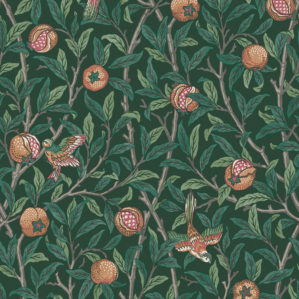 William Morris Bird & Pomegranate Charcoal Wallpaper