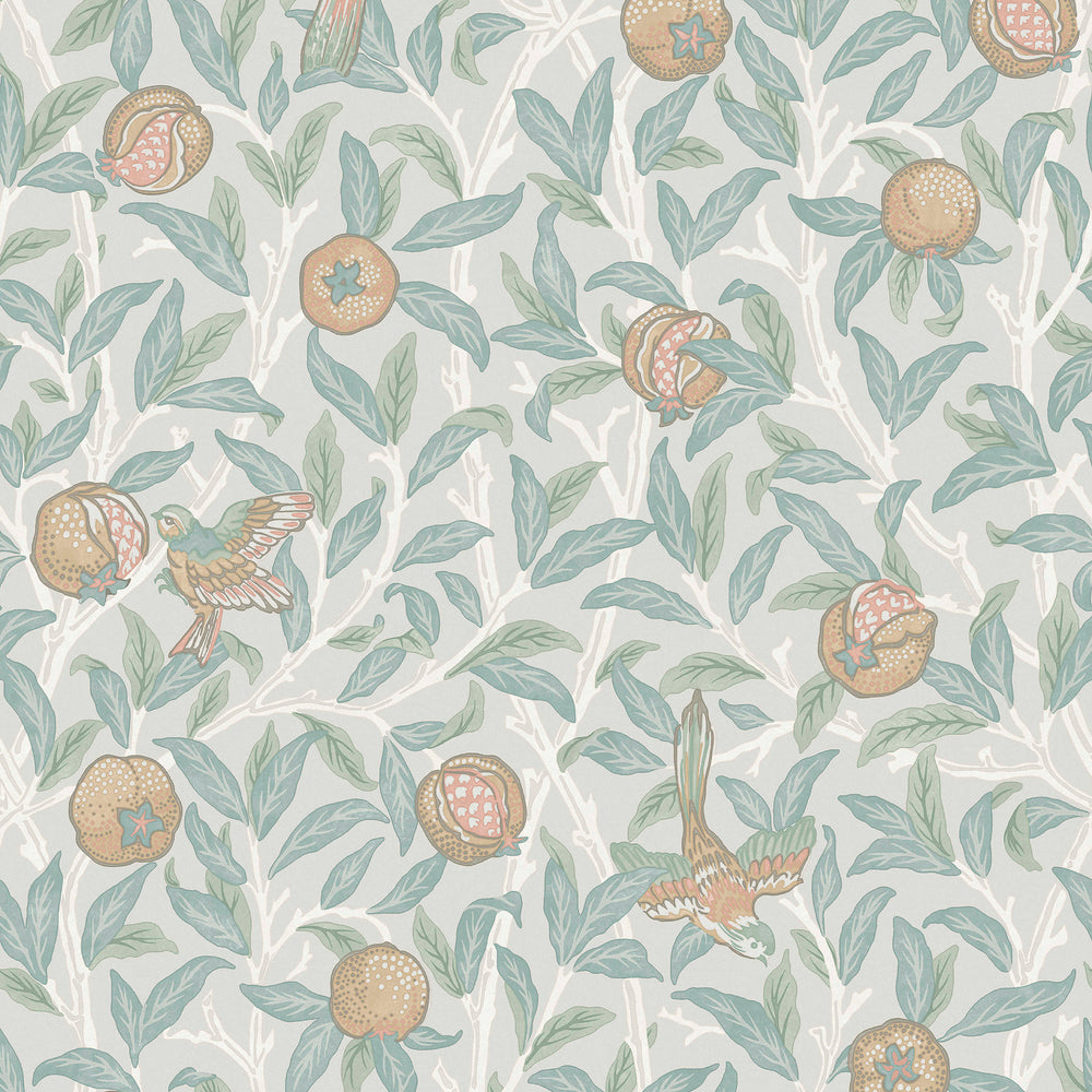 William Morris Bird & Pomegranate Charcoal Wallpaper Sample Swatch