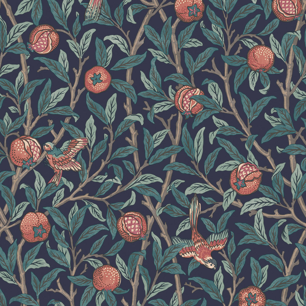 William Morris Bird & Pomegranate Charcoal Wallpaper Sample Swatch