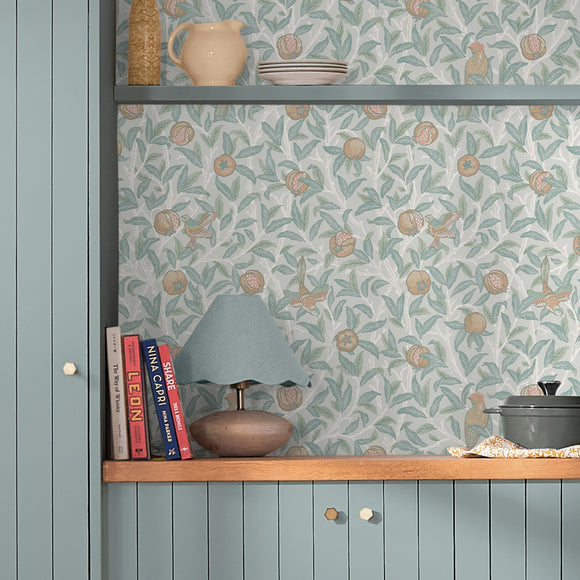 William Morris Bird & Pomegranate Charcoal Wallpaper