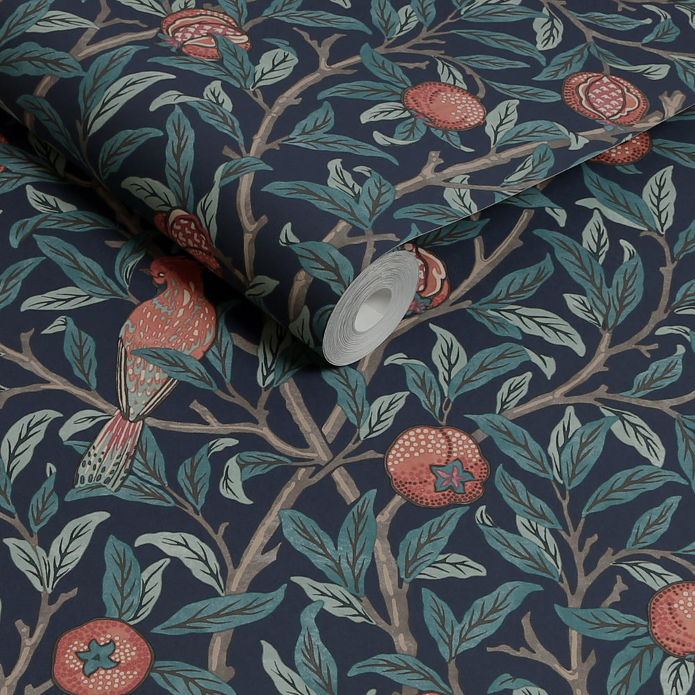 William Morris Bird & Pomegranate Charcoal Wallpaper