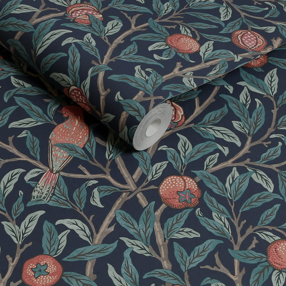 William Morris Bird & Pomegranate Charcoal Wallpaper