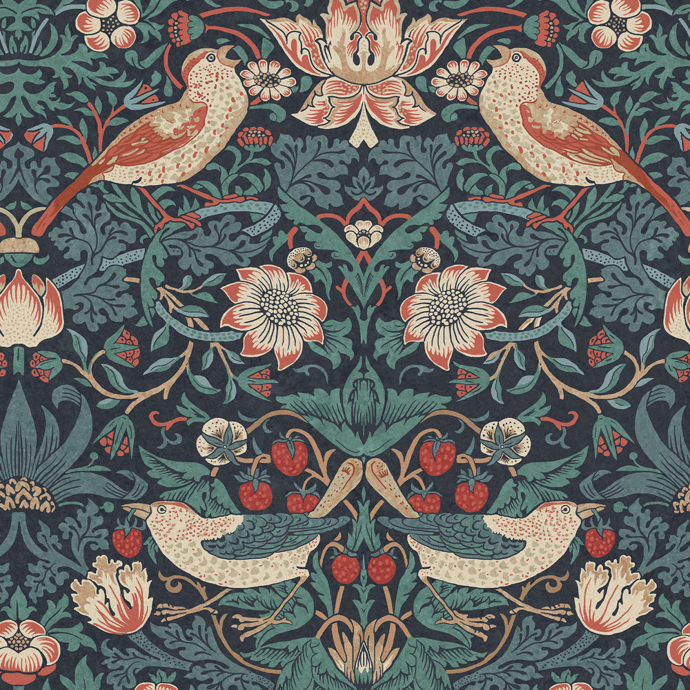 William Morris Strawberry Thief Charcoal Wallpaper