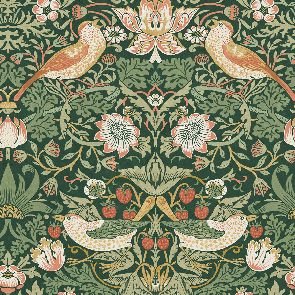 William Morris Strawberry Thief Charcoal Wallpaper