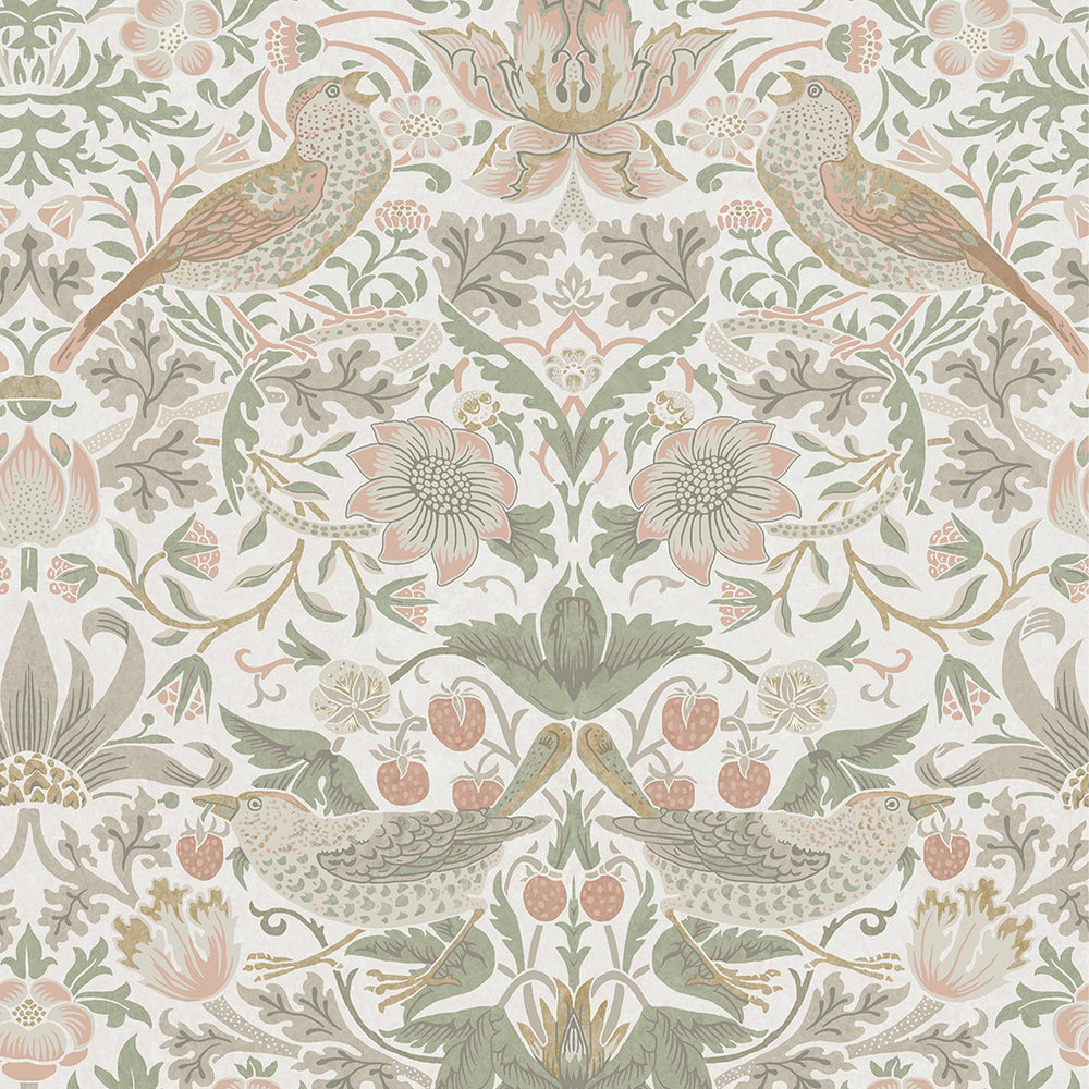 William Morris Strawberry Thief Charcoal Wallpaper