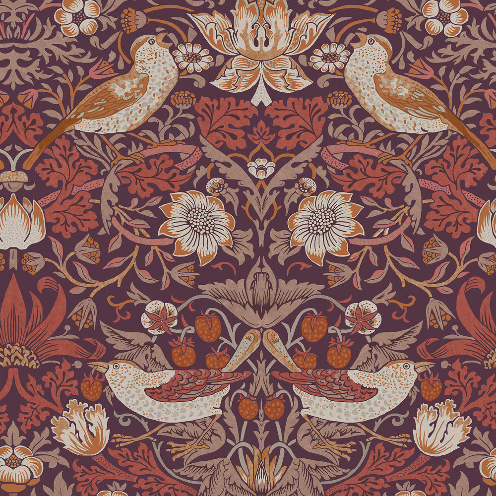William Morris Strawberry Thief Charcoal Wallpaper Sample Swatch