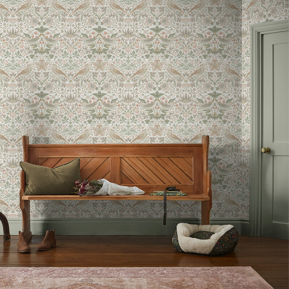 William Morris Strawberry Thief Charcoal Wallpaper