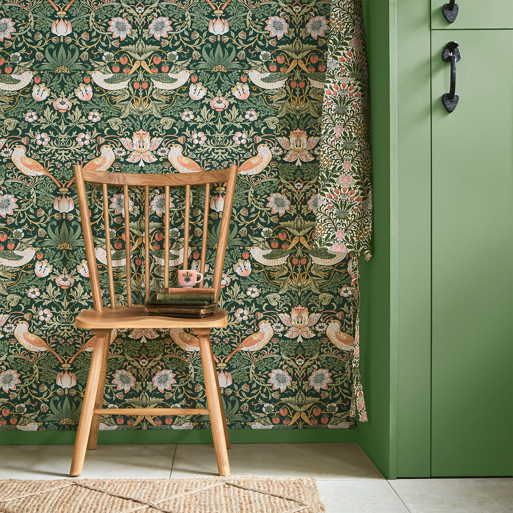 William Morris Strawberry Thief Charcoal Wallpaper