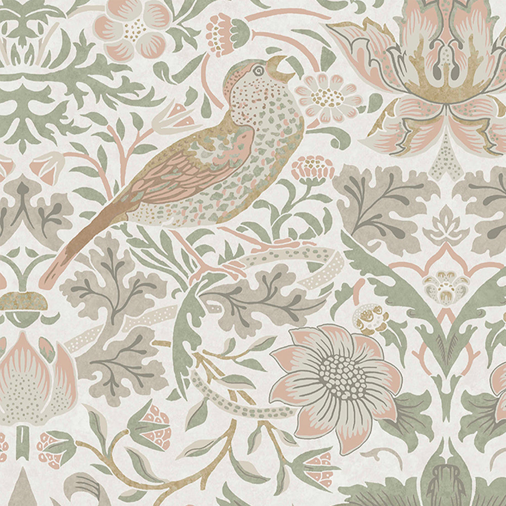 William Morris Strawberry Thief Charcoal Wallpaper