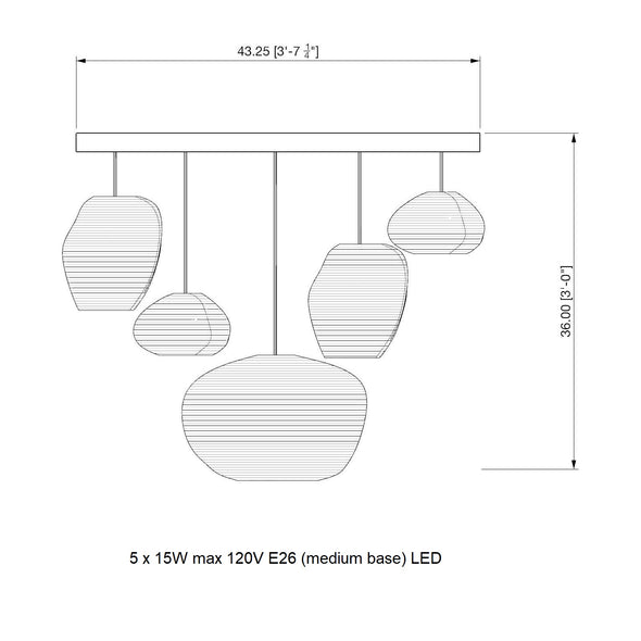Pebble Scraplights Cluster Linear Pendant Light