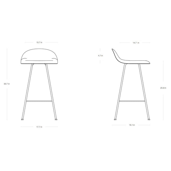GUBI 3D Non Upholstered Bar and Counter Stool - Center Base