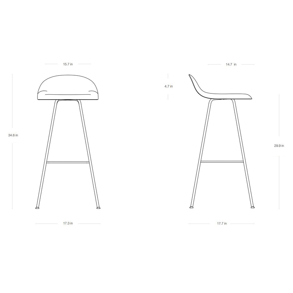 GUBI 3D Non Upholstered Bar and Counter Stool - Center Base