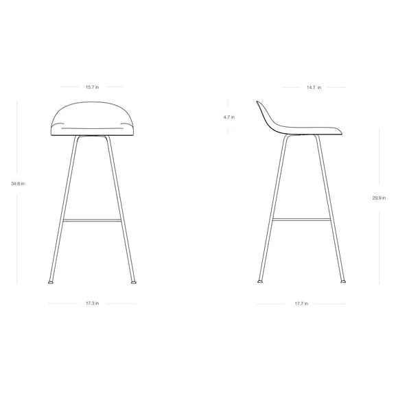 GUBI 3D Non Upholstered Bar and Counter Stool - Center Base
