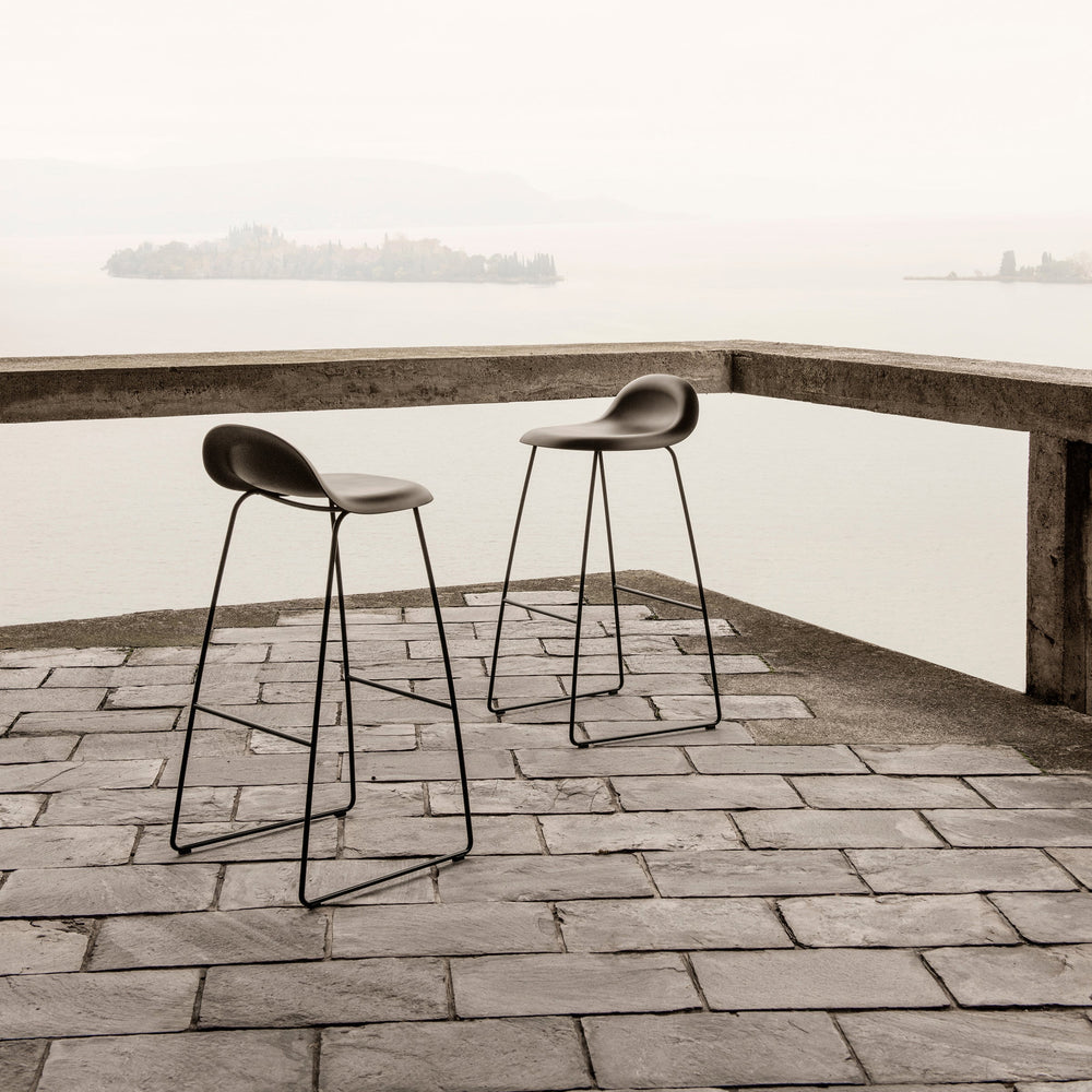 GUBI 3D Non Upholstered Bar and Counter Stool - Sledge Base
