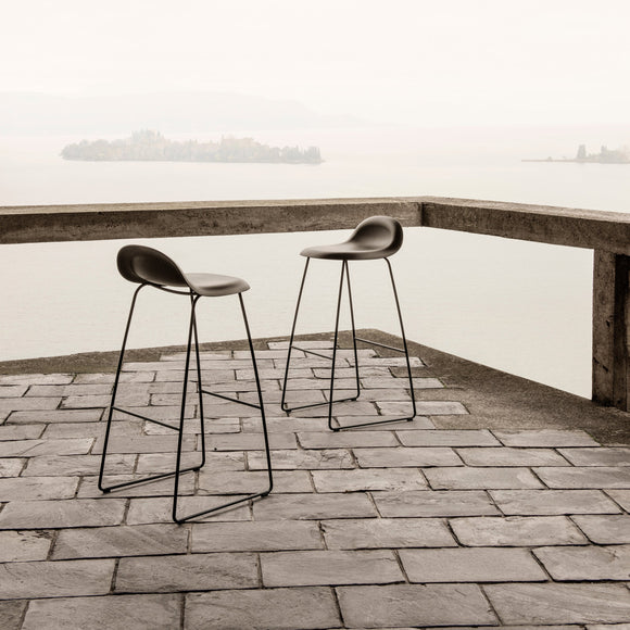 GUBI 3D Non Upholstered Bar and Counter Stool - Sledge Base