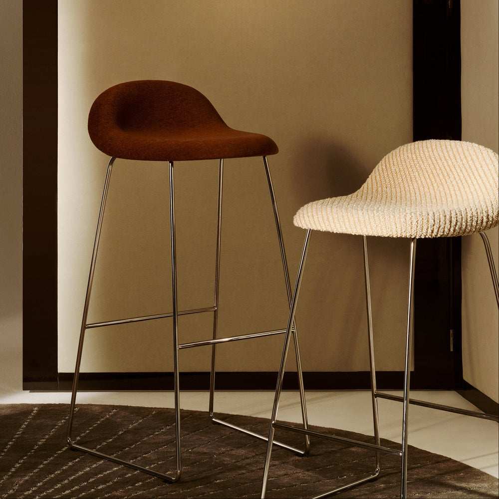 GUBI 3D Upholstered Bar and Counter Stool - Sledge Base