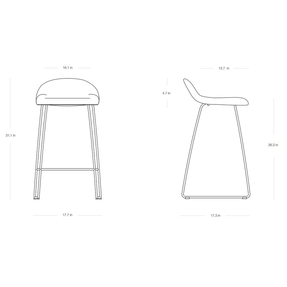 GUBI 3D Upholstered Bar and Counter Stool - Sledge Base