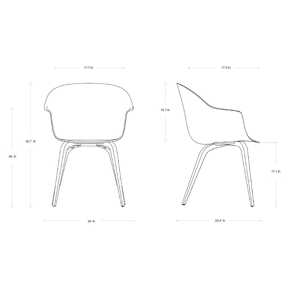 Bat Dining Chair - Wood Base