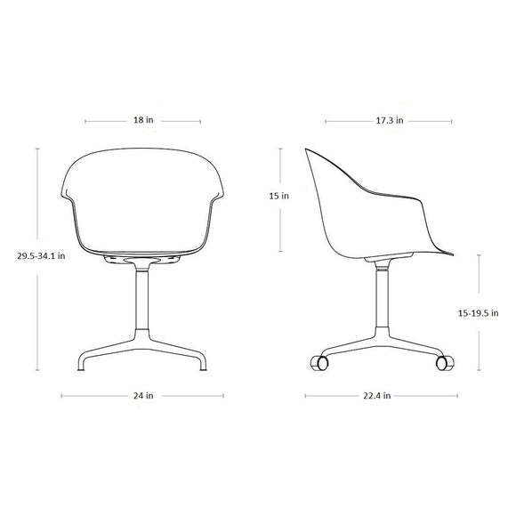 Bat Front Upholstered Swivel Conference Chair