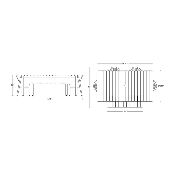 Haven Outdoor Rectangular Dining Set with Bench