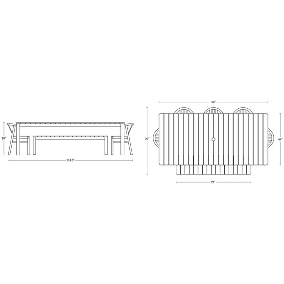 Haven Outdoor Rectangular Dining Set with Bench