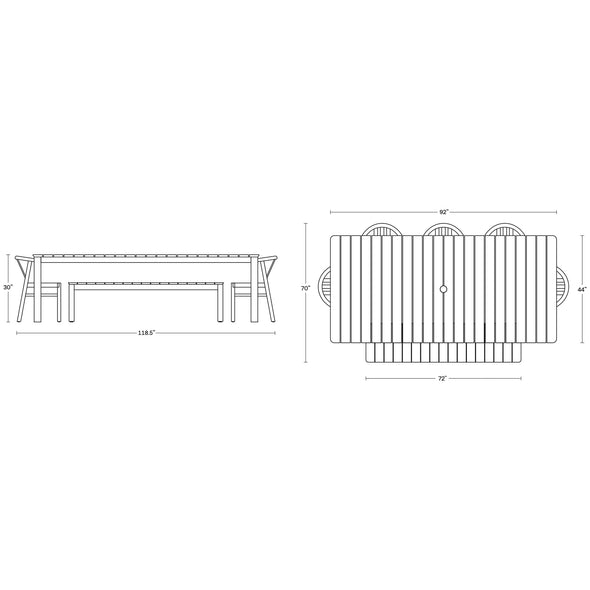 Haven Outdoor Rectangular Dining Set with Bench