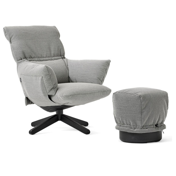 Lud'o Lounge Chair with Ottoman Spokes Base
