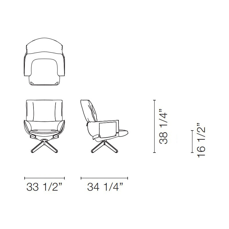Lud'o Lounge Chair with Ottoman Spokes Base