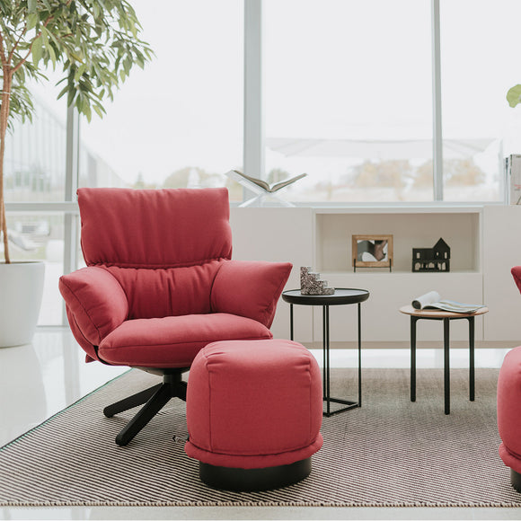Lud'o Lounge Chair with Ottoman Spokes Base