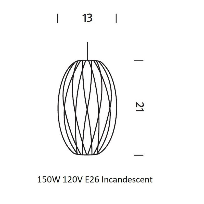 Medium: 13 in diameter / 10 ft Nelson Cigar Crisscross Bubble Pendant Light