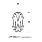 Medium: 13 in diameter / 10 ft Nelson Cigar Crisscross Bubble Pendant Light