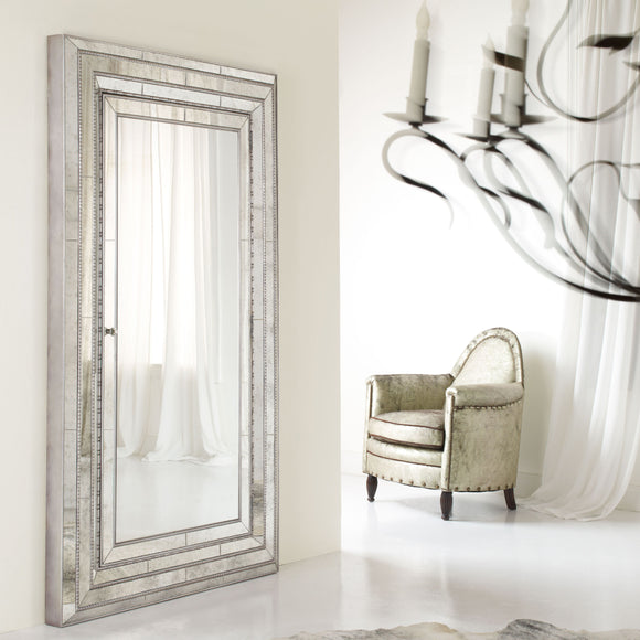 Melange Glamour Floor/Wall Mirror with Jewelry Armoire Storage