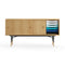 Sideboard with Tray Unit  option Oak Dark Oil - Black - Oak Dark Oil/Light Blue/White