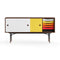 Sideboard with Tray Unit  option Walnut - Black - Yellow/White
