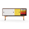 Sideboard with Tray Unit  option Walnut - Orange - Yellow/White