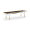 Table Bench with Brass Edges  option Oak Dark Oil/Black Linoleum / Light Blue