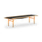 Table Bench with Brass Edges  option Oak Dark Oil/Black Linoleum / Orange