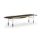 Table Bench with Brass Edges  option Walnut/Black Linoleum / Light Blue