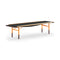 Table Bench with Brass Edges  option Walnut/Black Linoleum / Orange