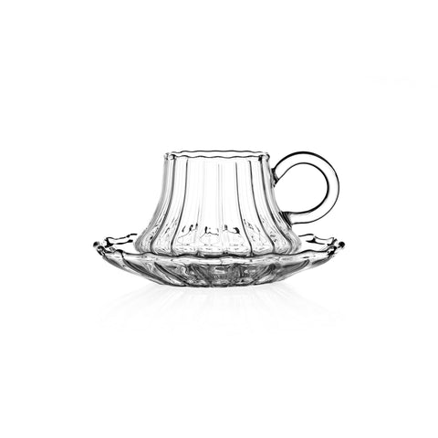 Folk Coffee Cup with Saucer (Set of 2)
