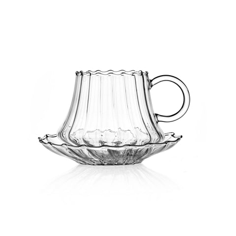 Folk Tea Cup with Saucer (Set of 2)