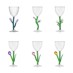 Spring Varietal Floral Stemmed Glass (Set of 6)