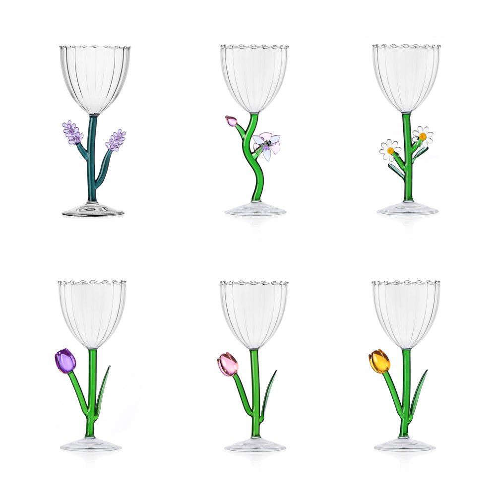 Spring Varietal Floral Stemmed Glass (Set of 6)