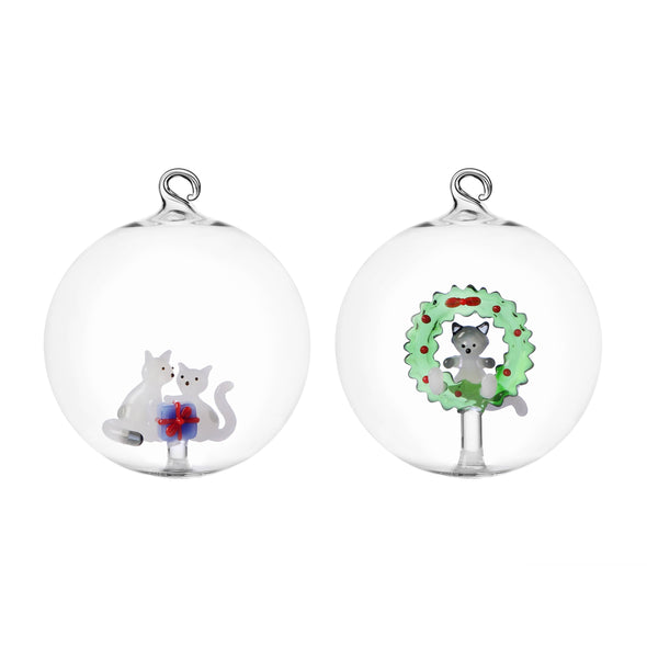 Tabby Cat Christmas Edition Christmas Ornament (Set of 2)