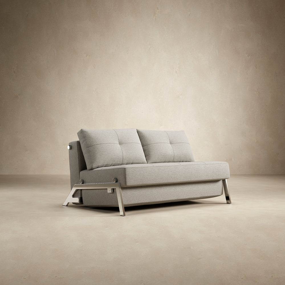 Cubed 2-Seater Armless Sofa Bed with Chrome Legs