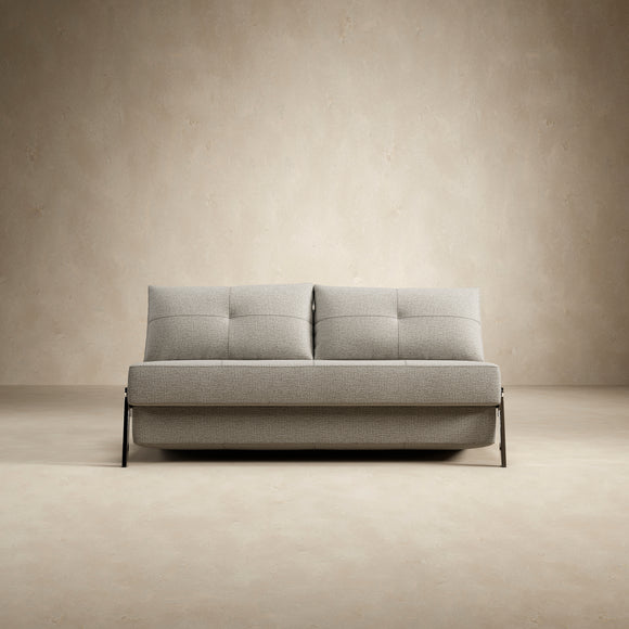 Cubed 2-Seater Armless Sofa Bed with Chrome Legs