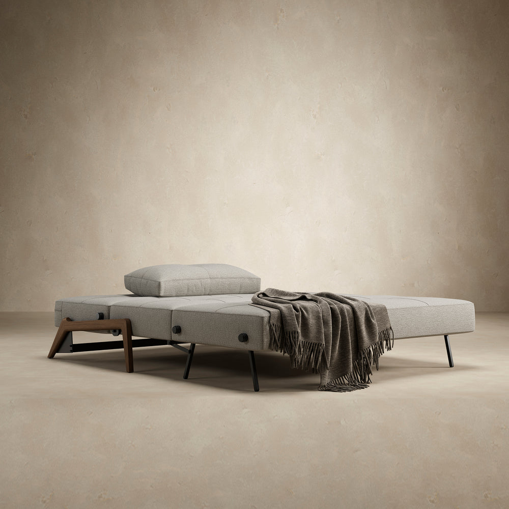 Cubed 2-Seater Armless Sofa Bed with Wood Legs