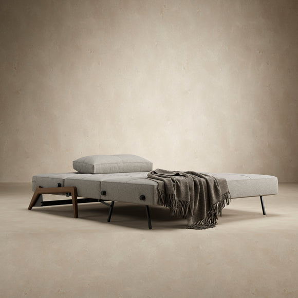 Cubed 2-Seater Armless Sofa Bed with Wood Legs